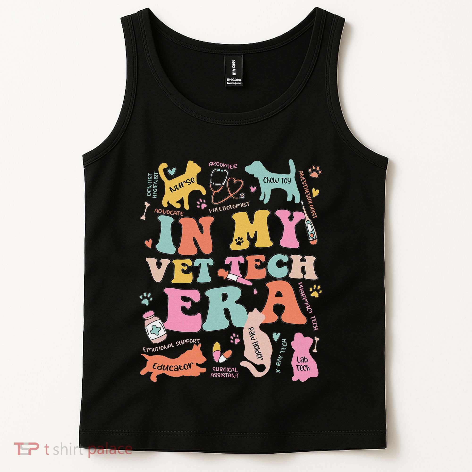 Groovy In My Vet Tech Era Monogrammed Veterinarian Grad Tank Top