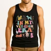 Groovy In My Vet Tech Era Monogrammed Veterinarian Grad Tank Top thumb 3