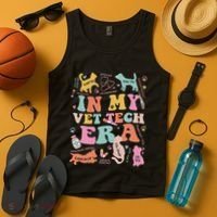 Groovy In My Vet Tech Era Monogrammed Veterinarian Grad Tank Top thumb 4