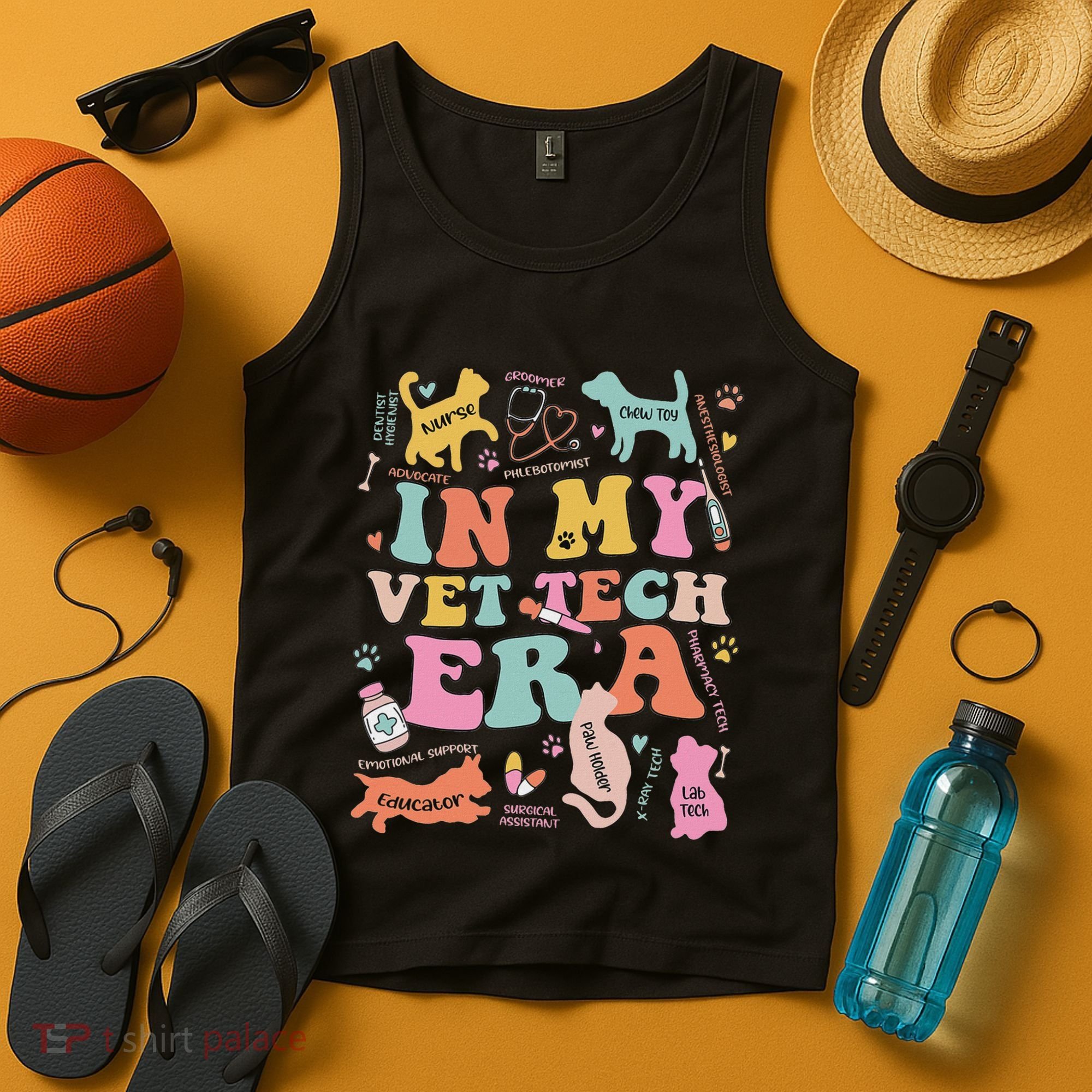 Groovy In My Vet Tech Era Monogrammed Veterinarian Grad Tank Top