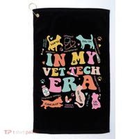 Groovy In My Vet Tech Era Monogrammed Veterinarian Grad Golf Towel thumb 0