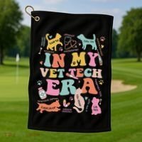 Groovy In My Vet Tech Era Monogrammed Veterinarian Grad Golf Towel thumb 1