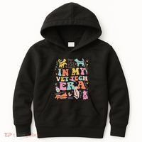 Groovy In My Vet Tech Era Monogrammed Veterinarian Grad Kids Hoodie thumb 0
