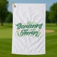 Gardening Is My Therapy Golf Towel thumb 1