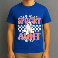 Groovy In My Spooky Aunt Era Retro Auntie Halloween Ghost Gift T-Shirt thumb 3