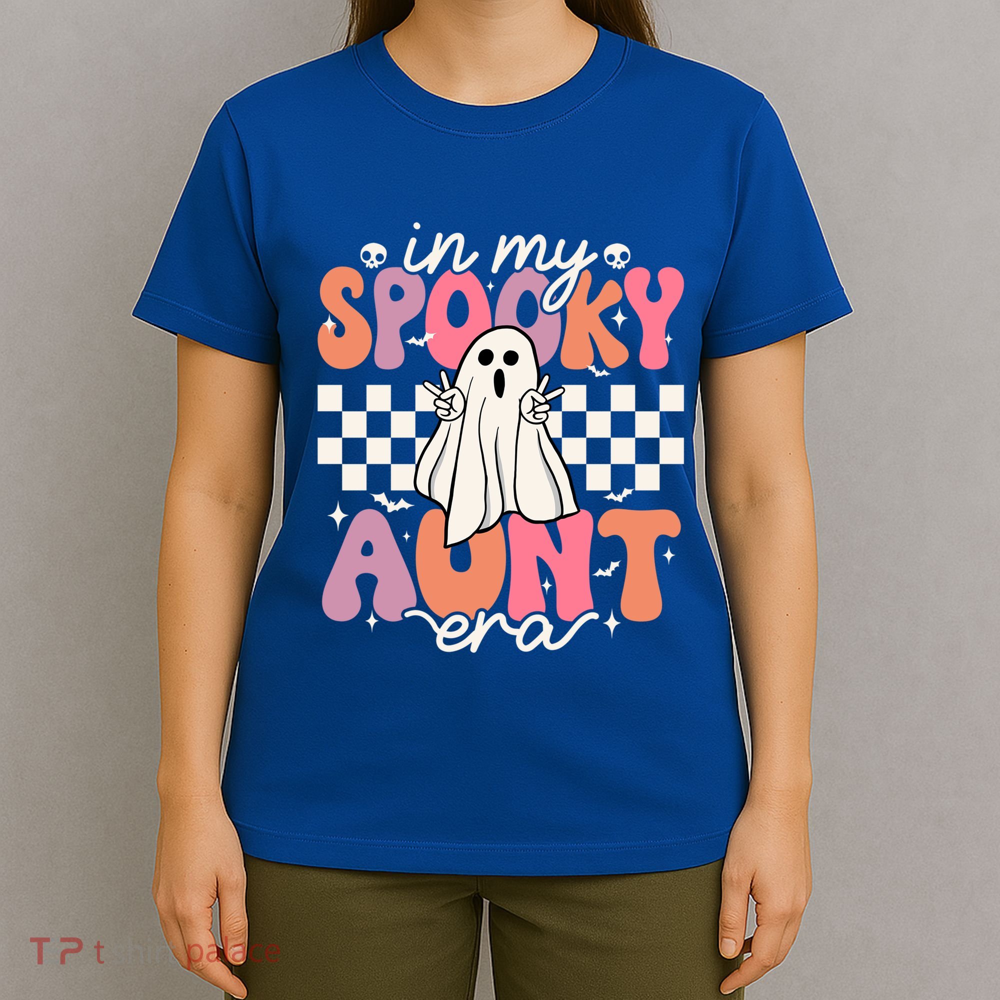 Groovy In My Spooky Aunt Era Retro Auntie Halloween Ghost Gift T-Shirt