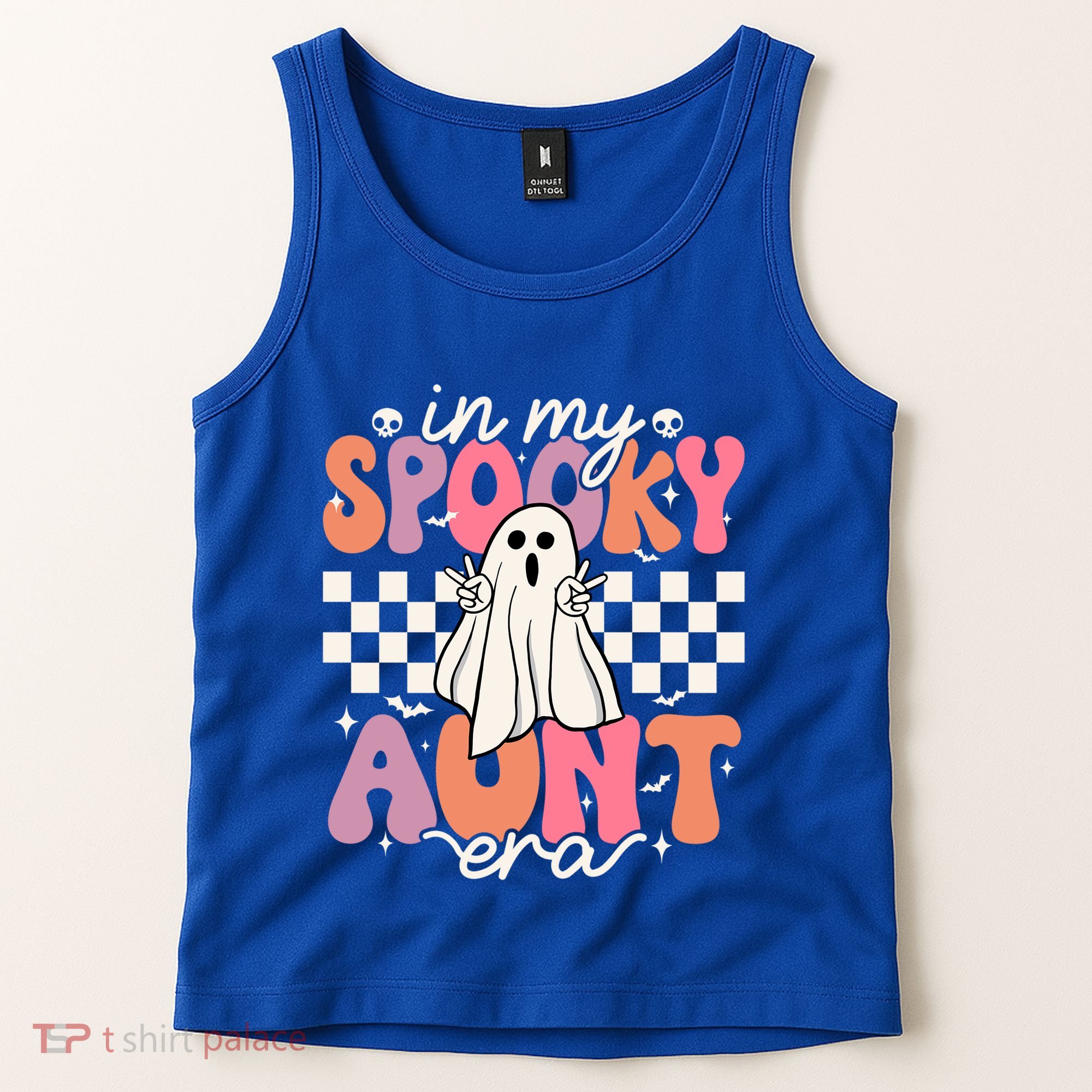 Groovy In My Spooky Aunt Era Retro Auntie Halloween Ghost Gift Tank Top