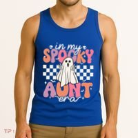 Groovy In My Spooky Aunt Era Retro Auntie Halloween Ghost Gift Tank Top thumb 3