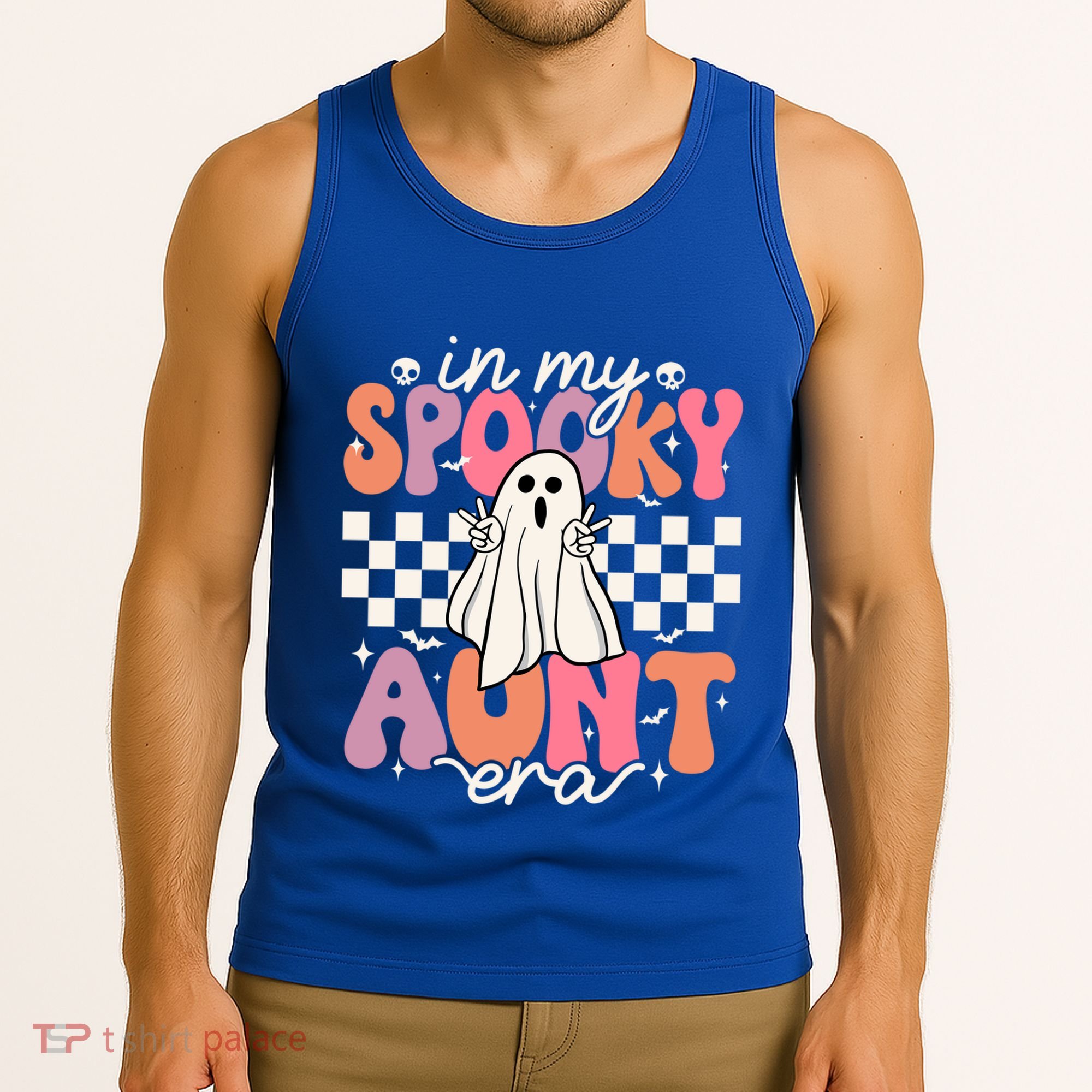 Groovy In My Spooky Aunt Era Retro Auntie Halloween Ghost Gift Tank Top