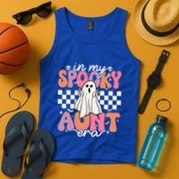 Groovy In My Spooky Aunt Era Retro Auntie Halloween Ghost Gift Tank Top thumb 4