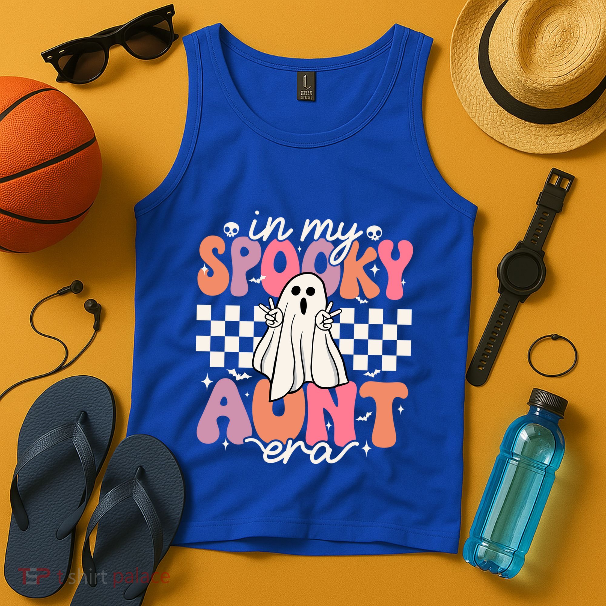 Groovy In My Spooky Aunt Era Retro Auntie Halloween Ghost Gift Tank Top