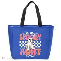 Groovy In My Spooky Aunt Era Retro Auntie Halloween Ghost Gift Tote Bag thumb 0