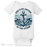 God Is My Anchor In The Storm Christian Jesus Christ Bible Baby Bodysuit thumb 0