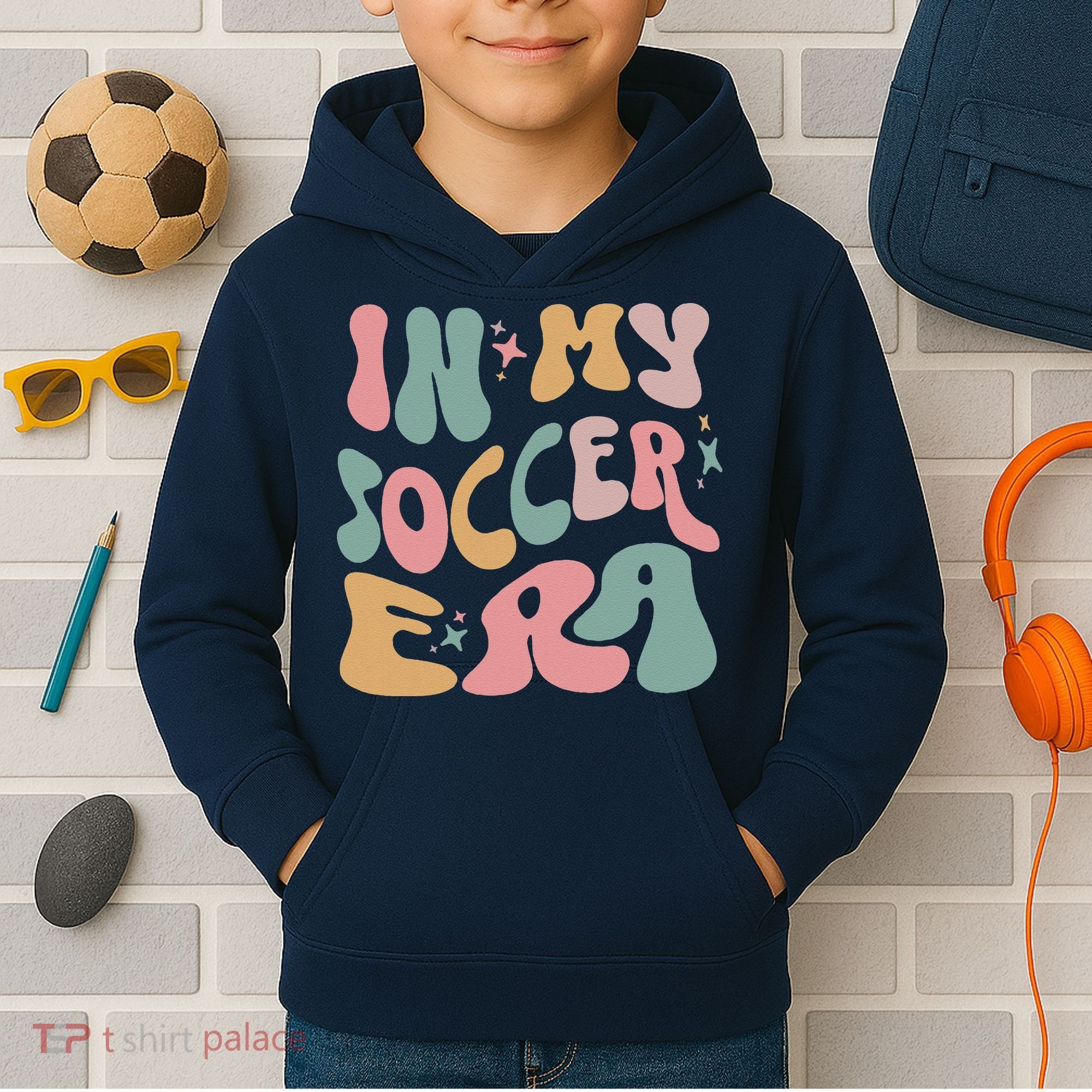 Groovy In My Soccer Era Cute Kids Hoodie
