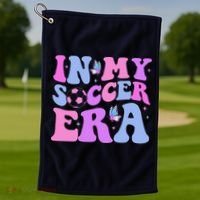 Groovy In My Soccer Era Soccer Player Cute Golf Towel thumb 1