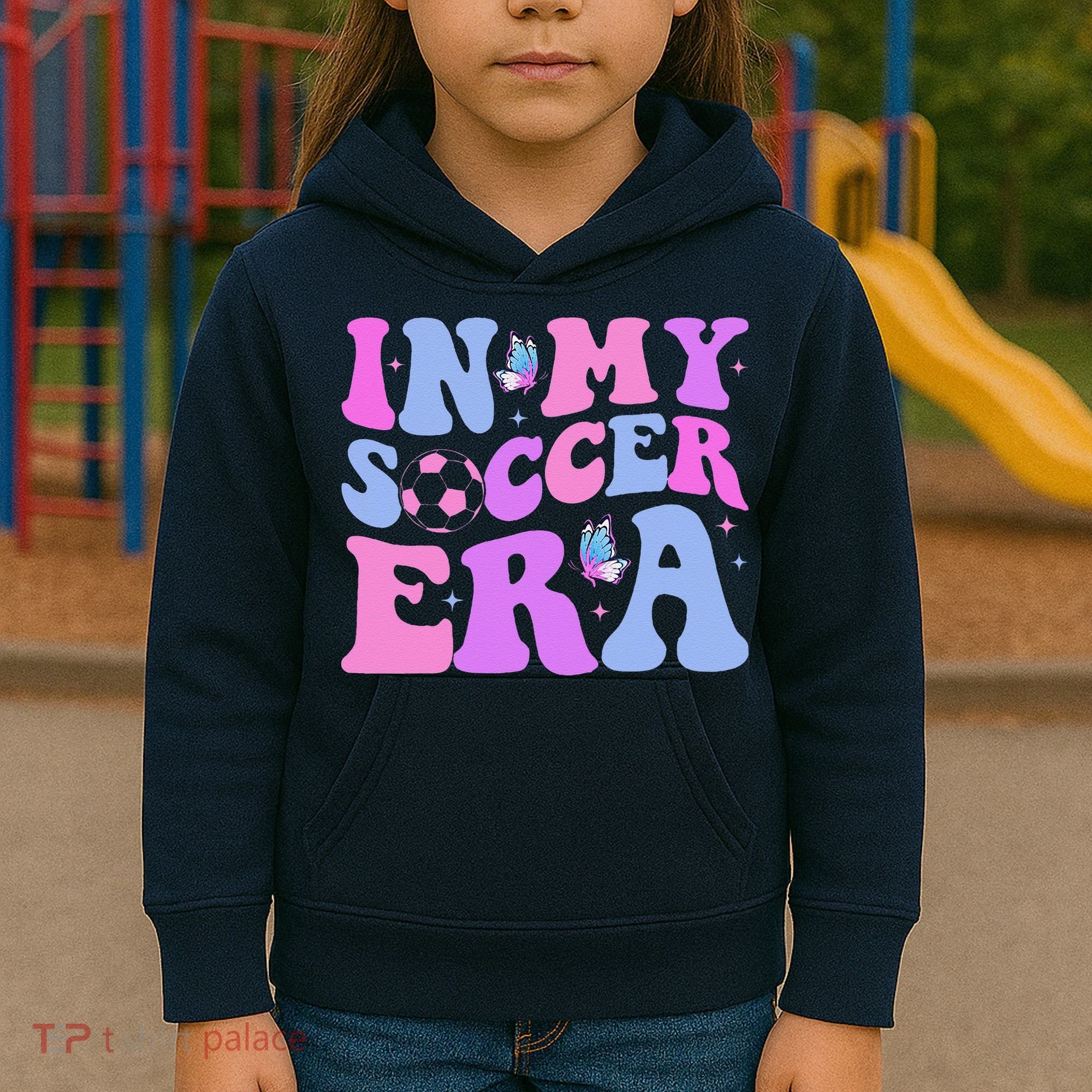 Groovy In My Soccer Era Soccer Player Cute Kids Hoodie