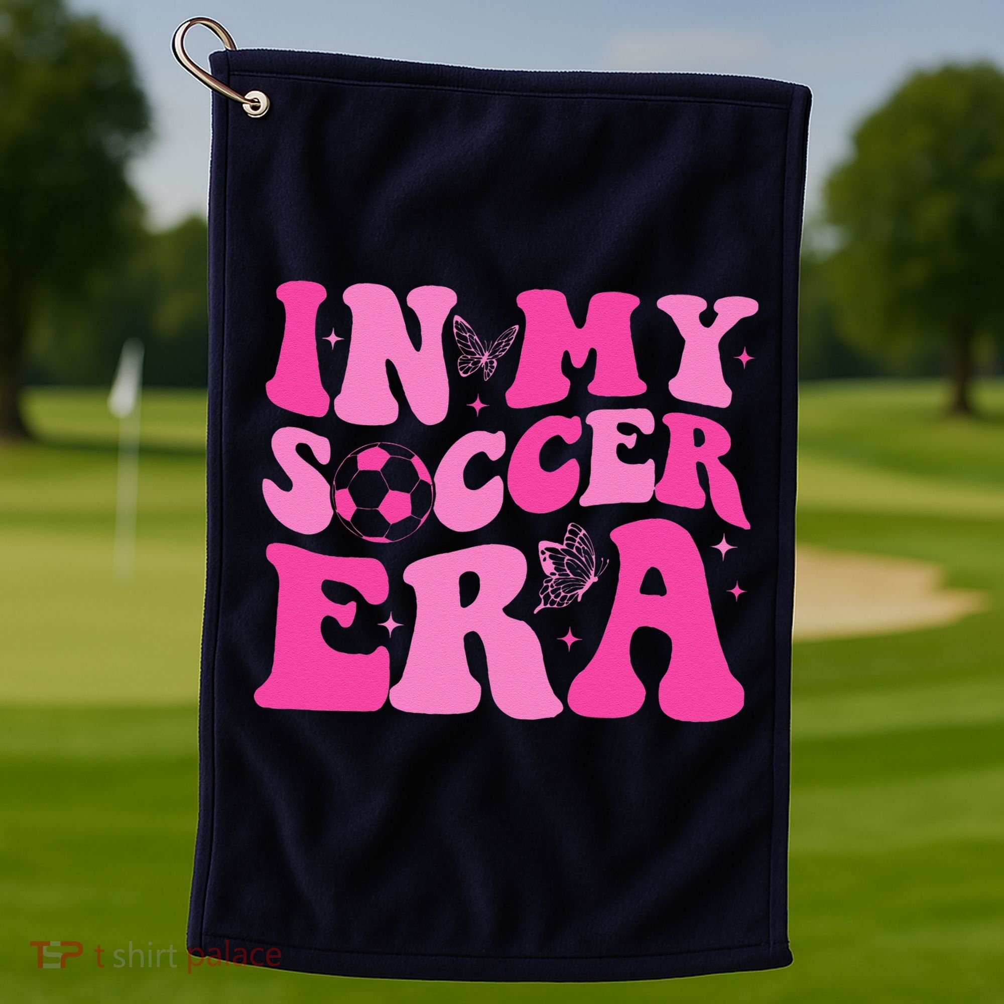 Groovy In My Soccer Era Soccer Player Golf Towel