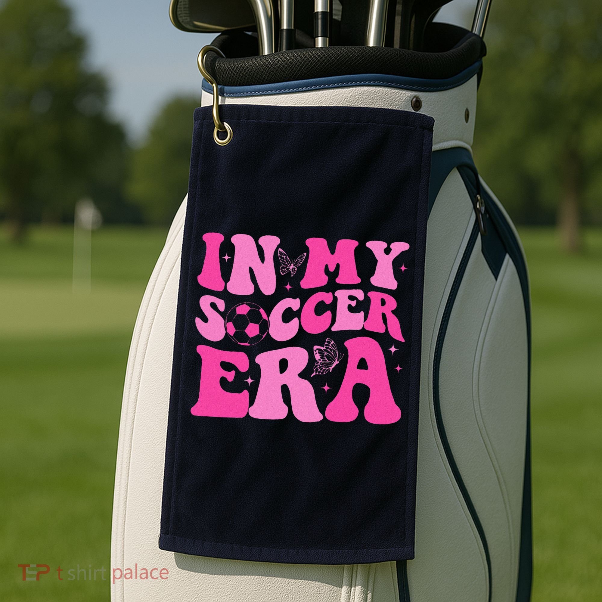 Groovy In My Soccer Era Soccer Player Golf Towel