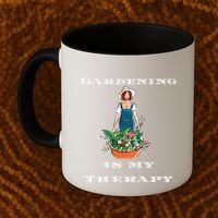 Gardening Is My Therapy Cute Gardener Plant Lover Coffee Mug thumb 2