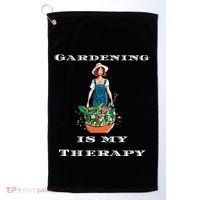 Gardening Is My Therapy Cute Gardener Plant Lover Golf Towel thumb 0