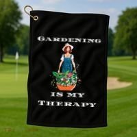 Gardening Is My Therapy Cute Gardener Plant Lover Golf Towel thumb 1