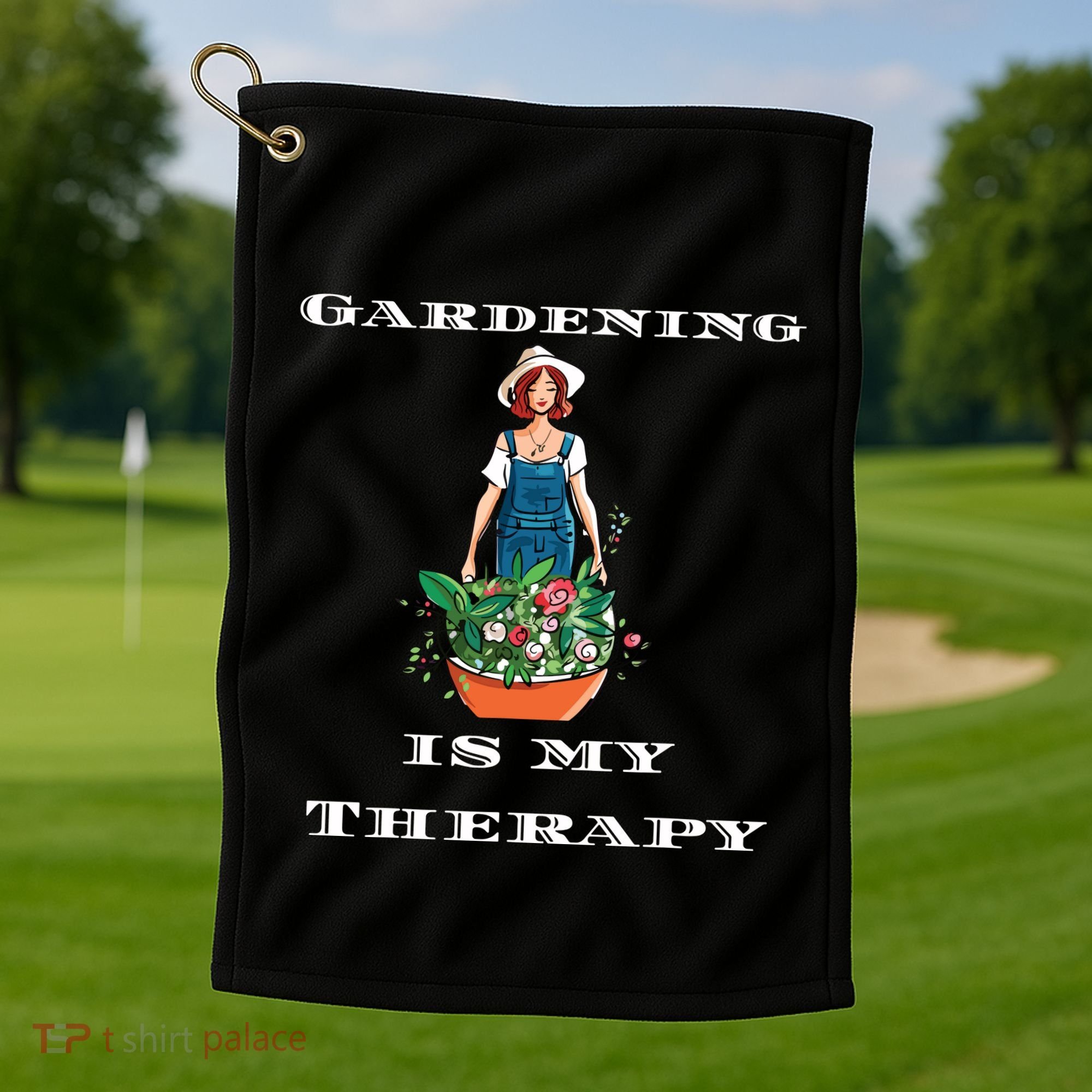 Gardening Is My Therapy Cute Gardener Plant Lover Golf Towel