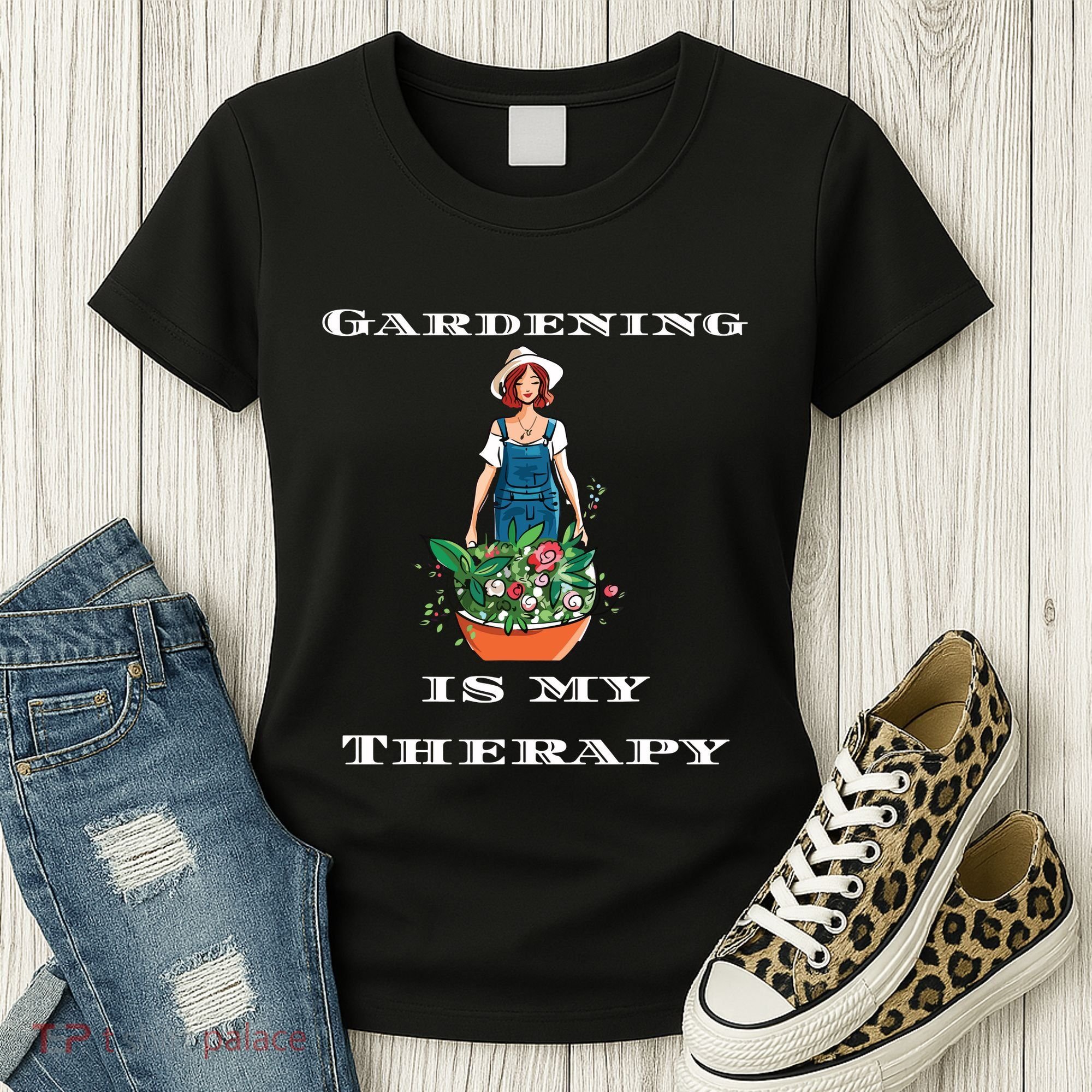 Gardening Is My Therapy Cute Gardener Plant Lover Women's T-Shirt
