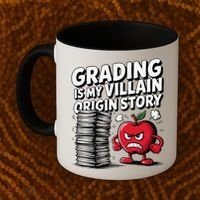 Grading Is My Villain Origin Funny Teacher Quote Coffee Mug thumb 2