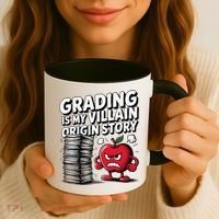 Grading Is My Villain Origin Funny Teacher Quote Coffee Mug thumb 3