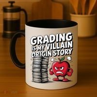 Grading Is My Villain Origin Funny Teacher Quote Coffee Mug thumb 4