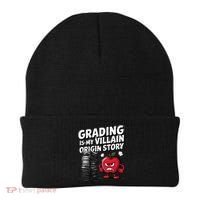 Grading Is My Villain Origin Funny Teacher Quote Beanie thumb 0