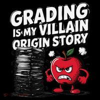 Grading Is My Villain Origin Funny Teacher Quote Women's Hoodie thumb 2