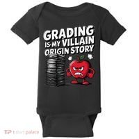 Grading Is My Villain Origin Funny Teacher Quote Baby Bodysuit thumb 0