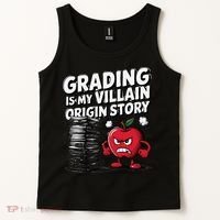 Grading Is My Villain Origin Funny Teacher Quote Tank Top thumb 2