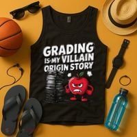 Grading Is My Villain Origin Funny Teacher Quote Tank Top thumb 4