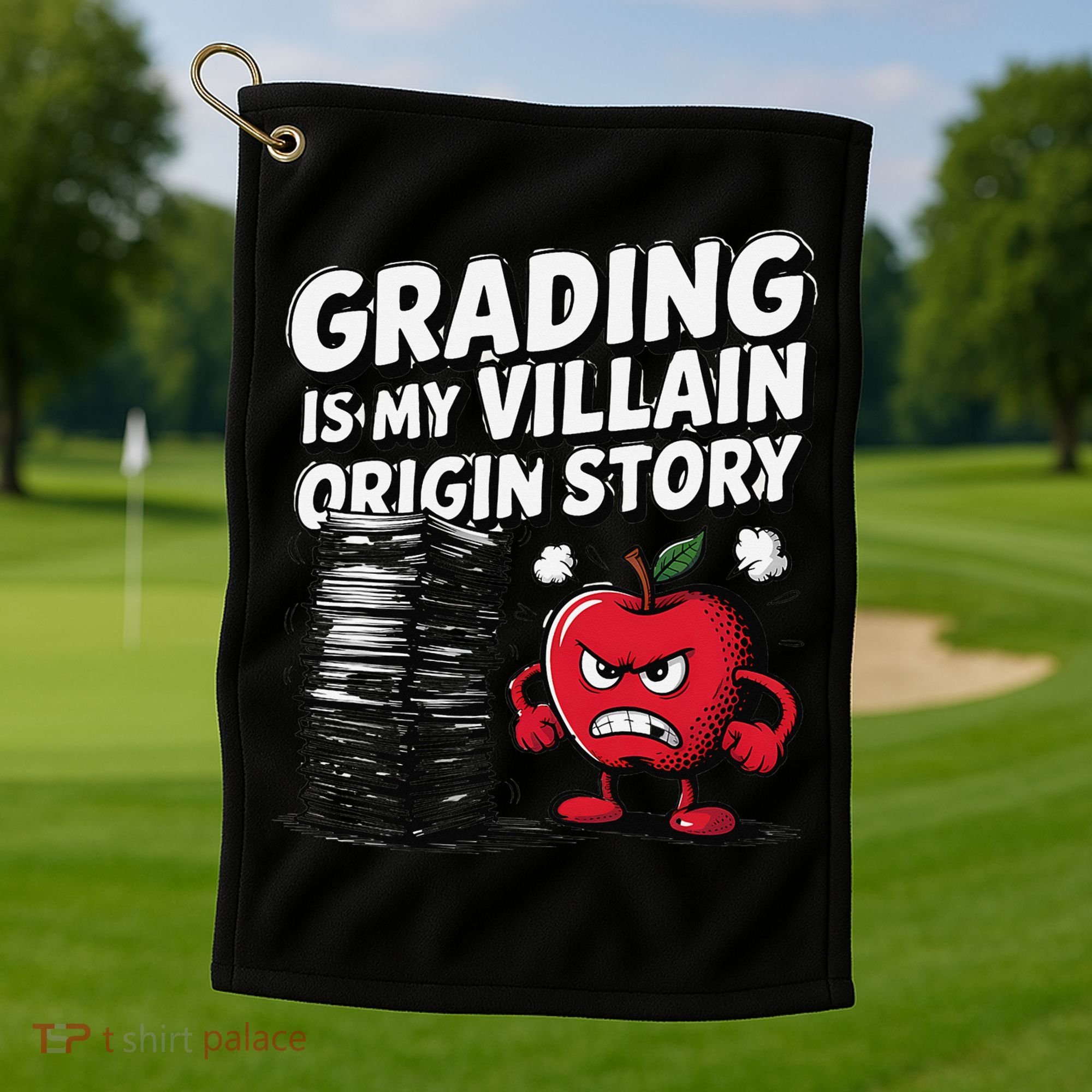 Grading Is My Villain Origin Funny Teacher Quote Golf Towel