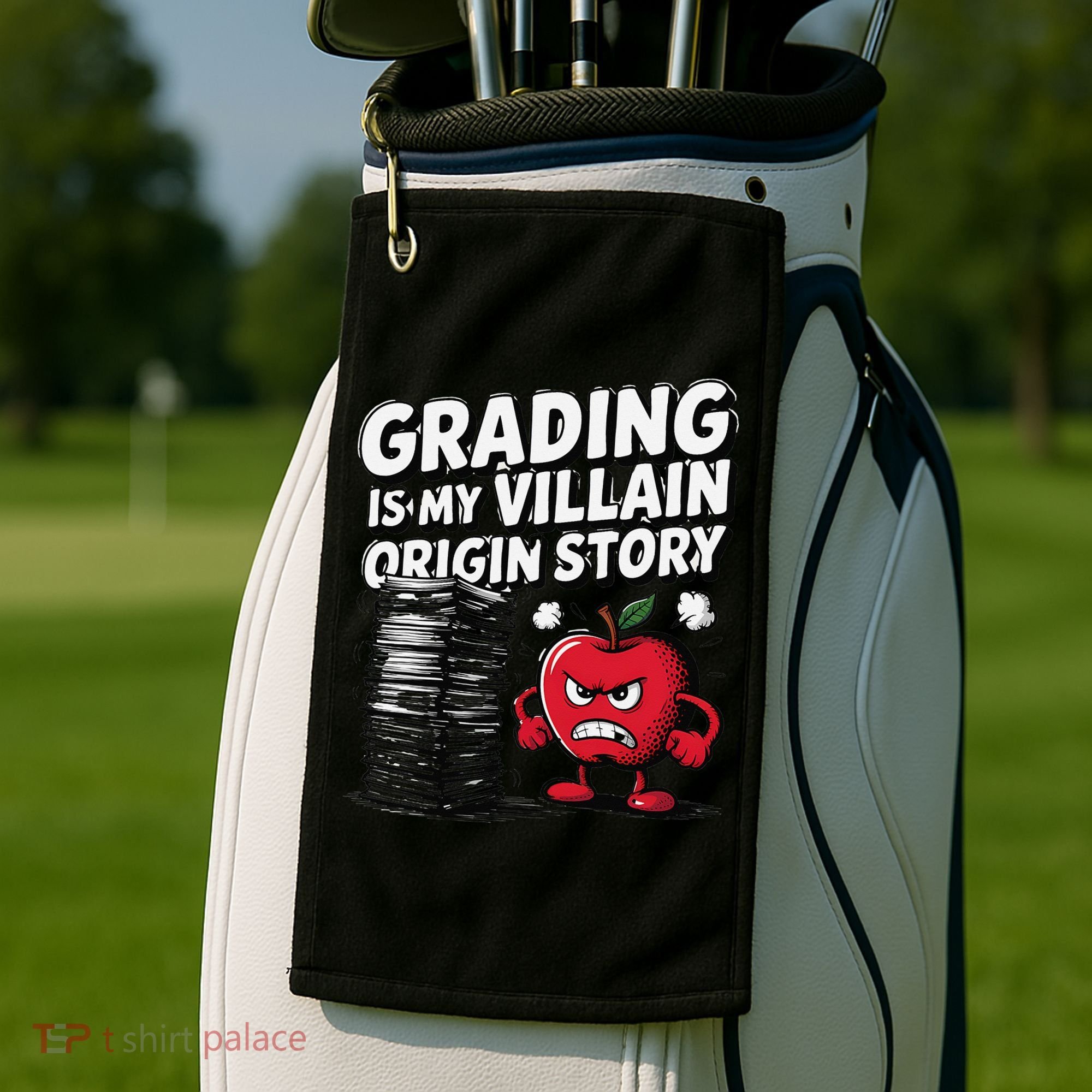 Grading Is My Villain Origin Funny Teacher Quote Golf Towel