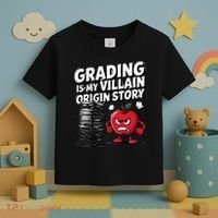 Grading Is My Villain Origin Funny Teacher Quote Toddler T-Shirt thumb 3