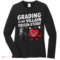 Grading Is My Villain Origin Funny Teacher Quote Women's Long Sleeve Shirt thumb 0