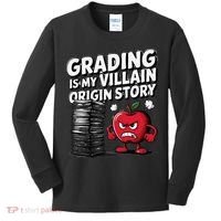 Grading Is My Villain Origin Funny Teacher Quote Kids Long Sleeve Shirt thumb 0