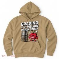 Grading Is My Villain Origin Funny Teacher Quote Hoodie thumb 0