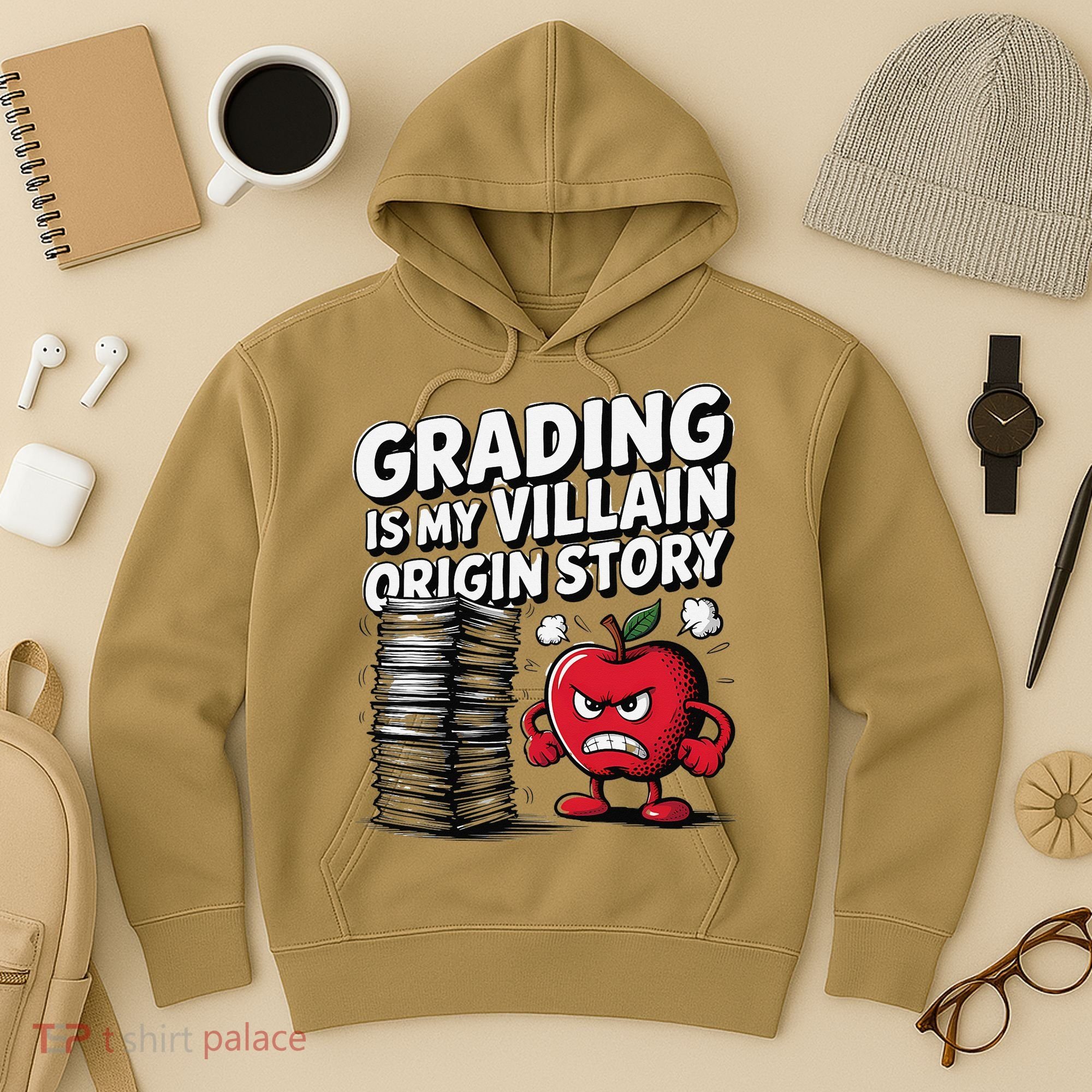 Grading Is My Villain Origin Funny Teacher Quote Hoodie