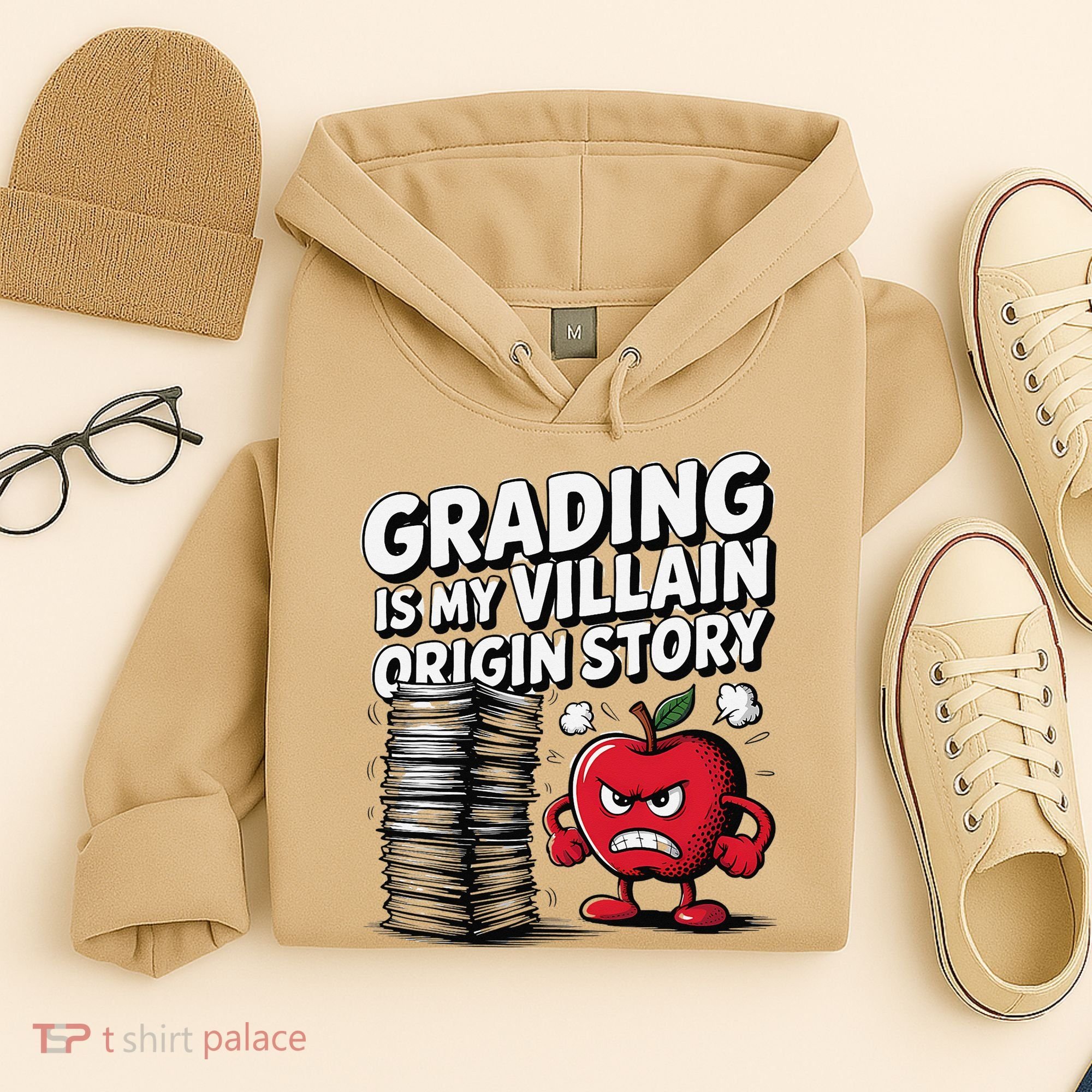 Grading Is My Villain Origin Funny Teacher Quote Hoodie