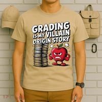 Grading Is My Villain Origin Funny Teacher Quote T-Shirt thumb 6