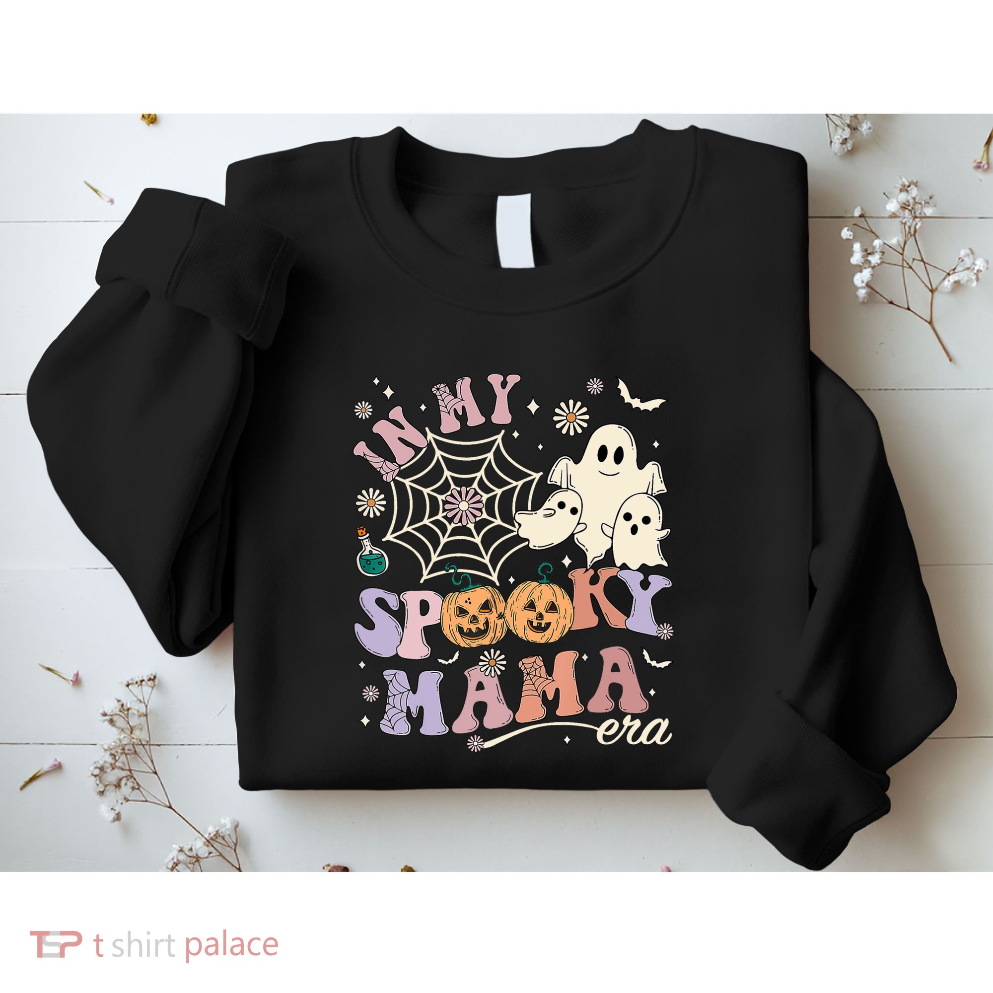 Groovy In My Spooky Mama Era Ghost Pumpkin Halloween Wo Sweatshirt