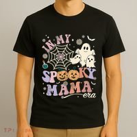 Groovy In My Spooky Mama Era Ghost Pumpkin Halloween Wo T-Shirt thumb 3