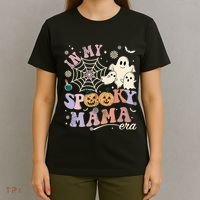 Groovy In My Spooky Mama Era Ghost Pumpkin Halloween Wo T-Shirt thumb 4