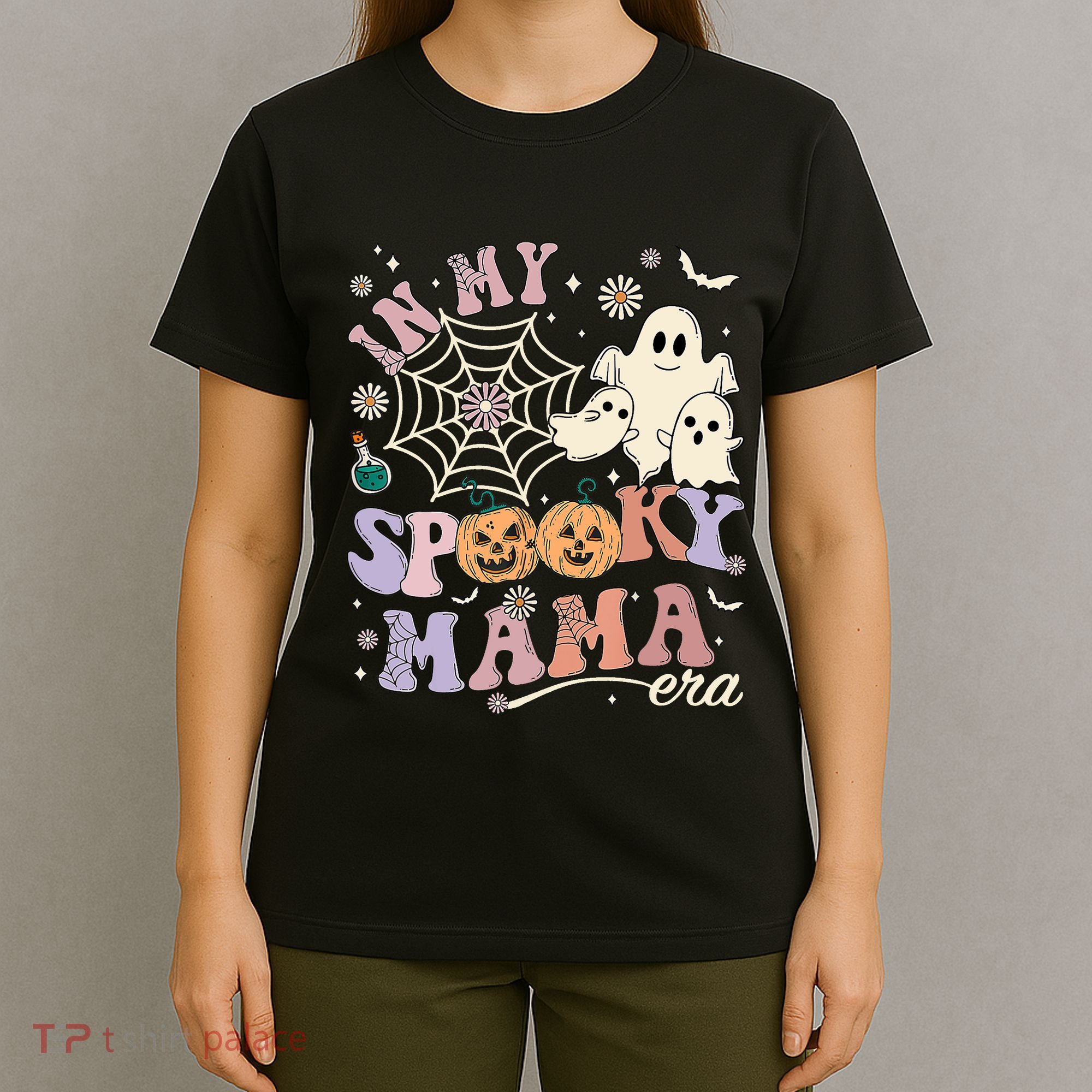 Groovy In My Spooky Mama Era Ghost Pumpkin Halloween Wo T-Shirt