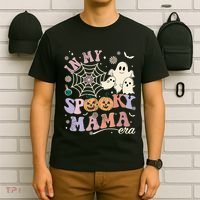 Groovy In My Spooky Mama Era Ghost Pumpkin Halloween Wo T-Shirt thumb 6