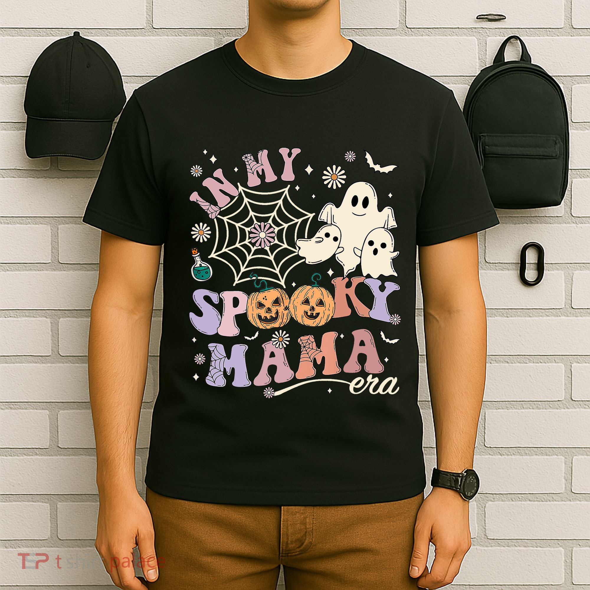Groovy In My Spooky Mama Era Ghost Pumpkin Halloween Wo T-Shirt